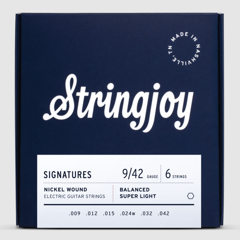 Stringjoy Signatures | Balanced Super Light Gauge (9-42) Nickel Wound Electric Guitar Strings