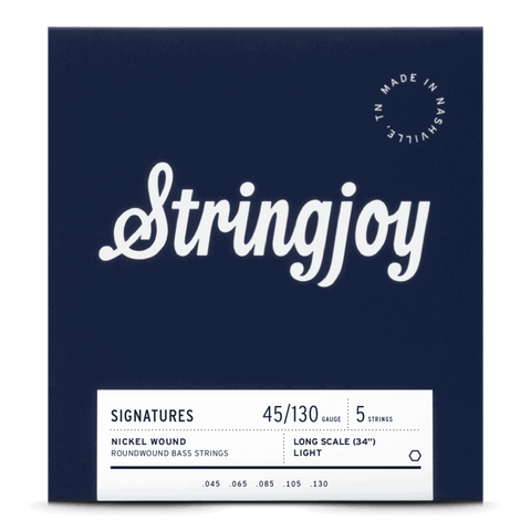 Stringjoy Signatures | Light Gauge (45-130) 5 String Long Scale Nickel Wound Bass Guitar Strings