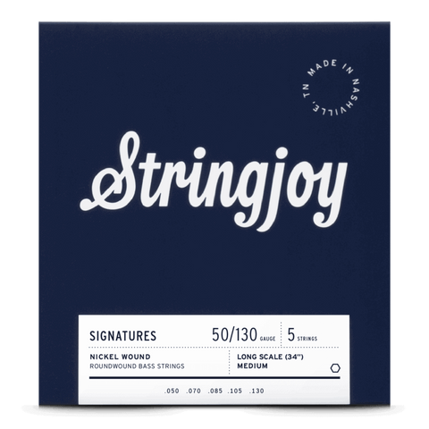 Stringjoy Signatures | Medium Gauge (50-130) 5 String Long Scale Nickel Wound Bass Guitar Strings