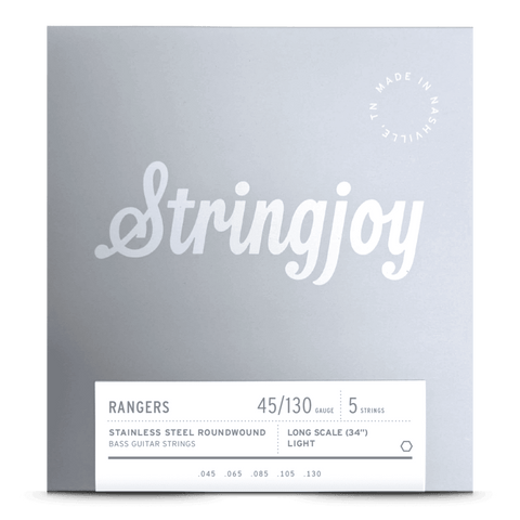 Stringjoy Rangers | Light Gauge (45-130) 5 String Long Scale Stainless Steel Bass Guitar Strings