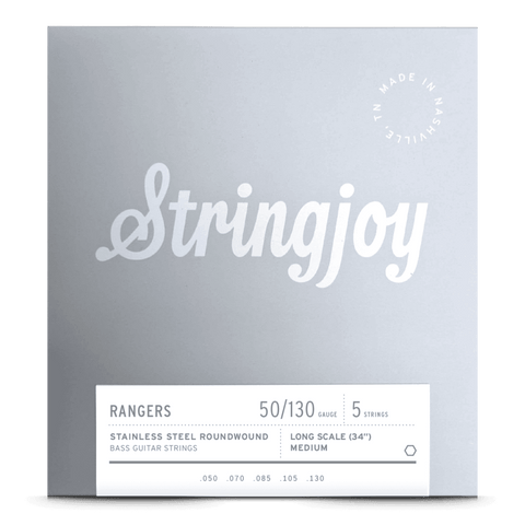 Stringjoy Rangers | Medium Gauge (50-130) 5 String Long Scale Stainless Steel Bass Guitar Strings