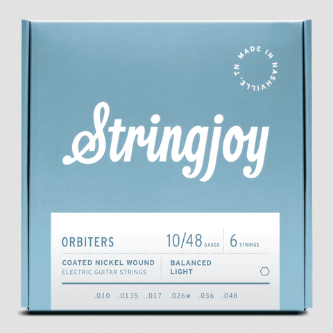 Stringjoy Orbiters | Balanced Light Gauge (10-48) Coated Nickel Wound Electric Guitar Strings