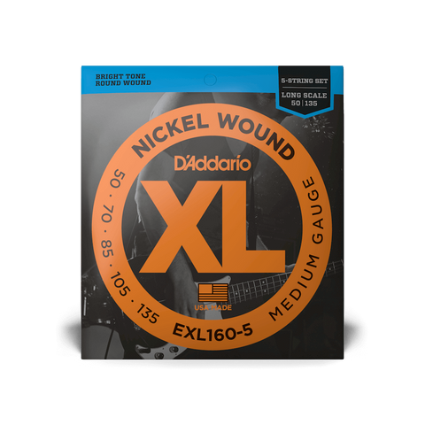 D'Addario EXL160-5 Medium Long Scale 5-String Bass Strings